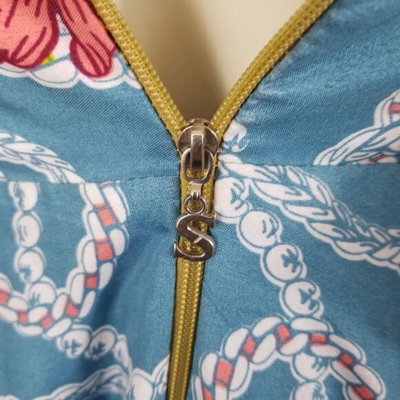 Spanish Style Dress Sz XS 0-2 Blue High Low Floral Crochet Bodice Party Extra Sm - Picture 8 of 9